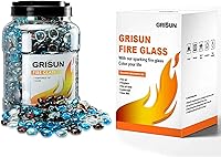Vista 6 de GRISUN Cuentas de vidrio de mezcla de 1/2 pulgada para hoguera – Vidrio redondo reflectante de 10 libras, decorativo para chimenea natural