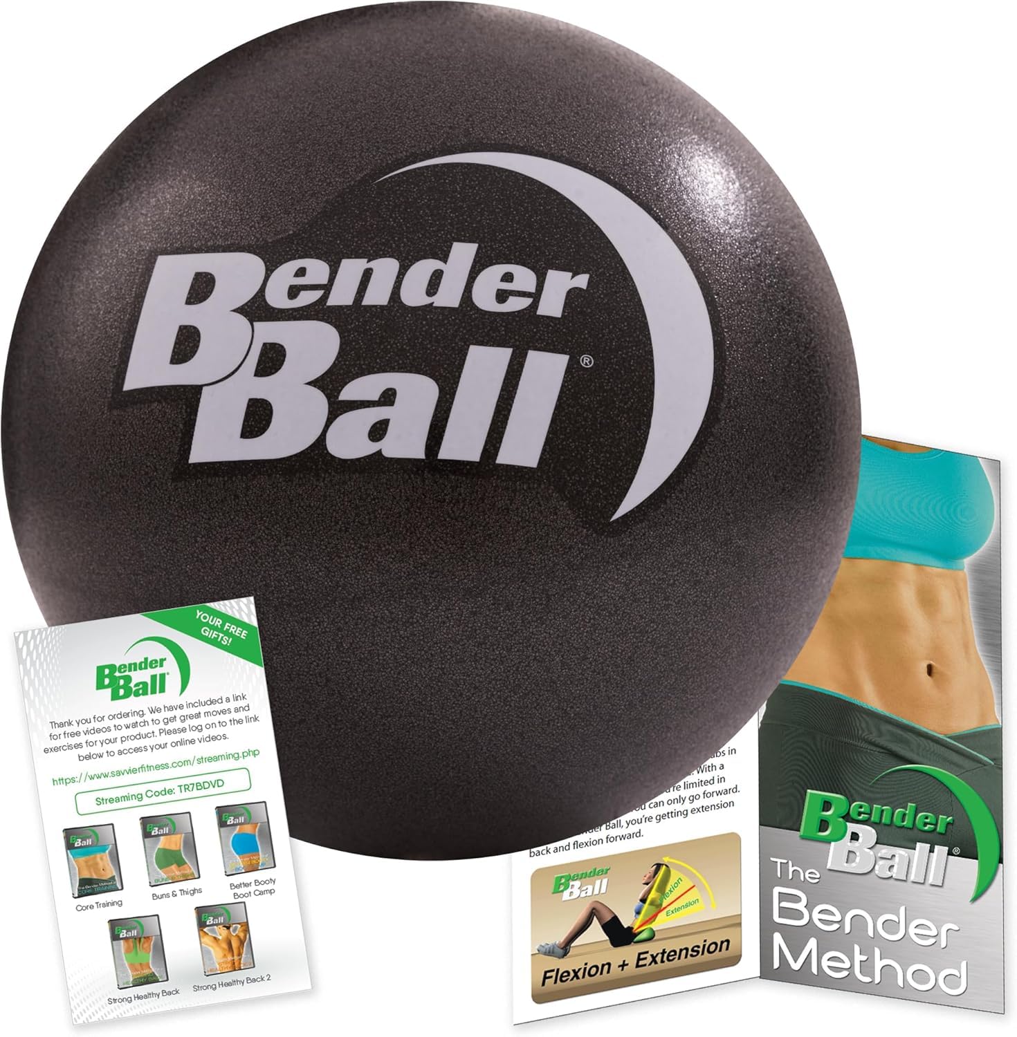 Palla da pilates originale da 22,9 cm, per addominali, schiena e addominali, piccola palla per esercizi di crunch, include 5 video in streaming + Core Training/chignon e cosce DVD o