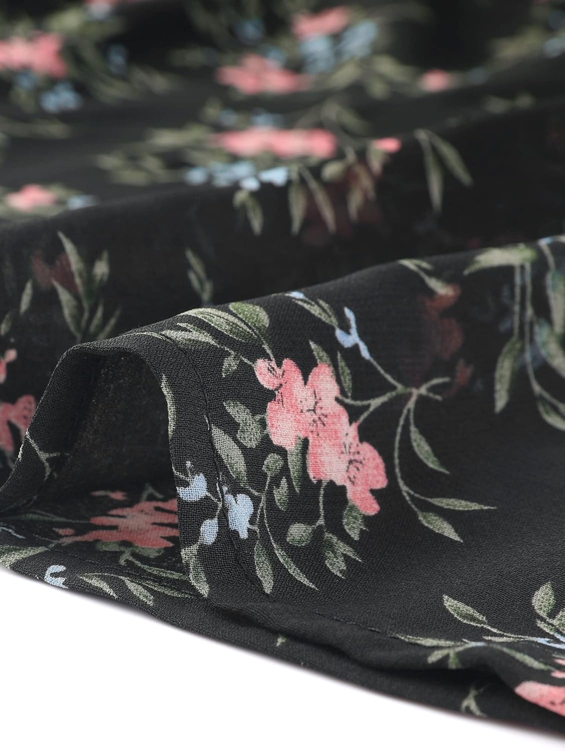 Allegra K Women's Floral Printed Spring Summer Flare Short Sleeve Lace-up V Neck Chiffon Dress - Image 5