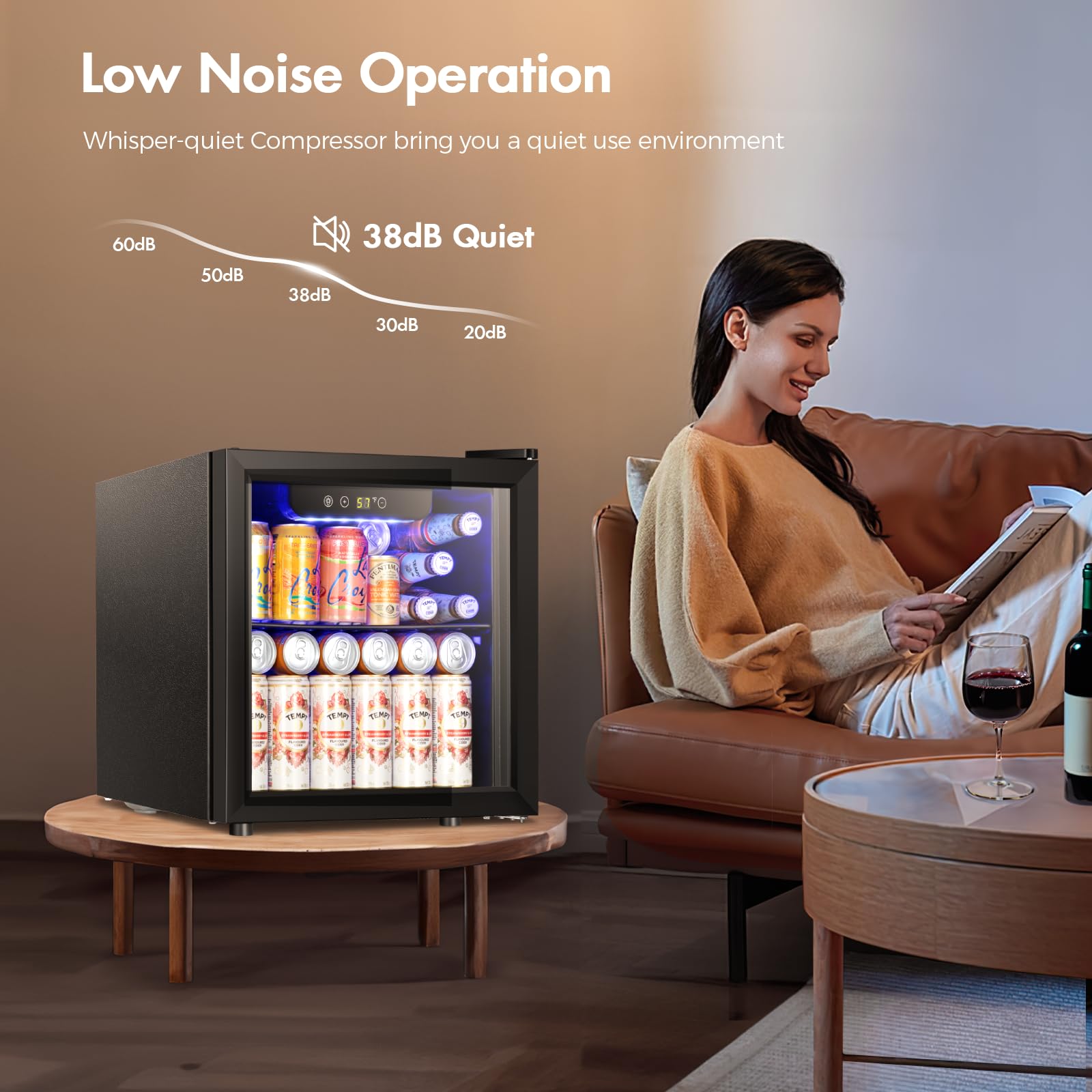 Kismile 1.3 Cu.Ft Beverage Refrigerator And Cooler,12 Bottle 48 Can Mini Fridge Glass Door, Digital Temperature Display For Soda, Beer Or Wine, Small Drink Dispenser Cooler For Home, Office, Bar on Fridge.com - View 3