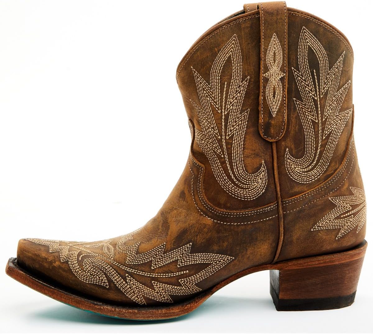 Lane Womens Lexington Embroidered Snip Toe Bootie Casual Boots Ankle Low Heel 1-2" - Brown