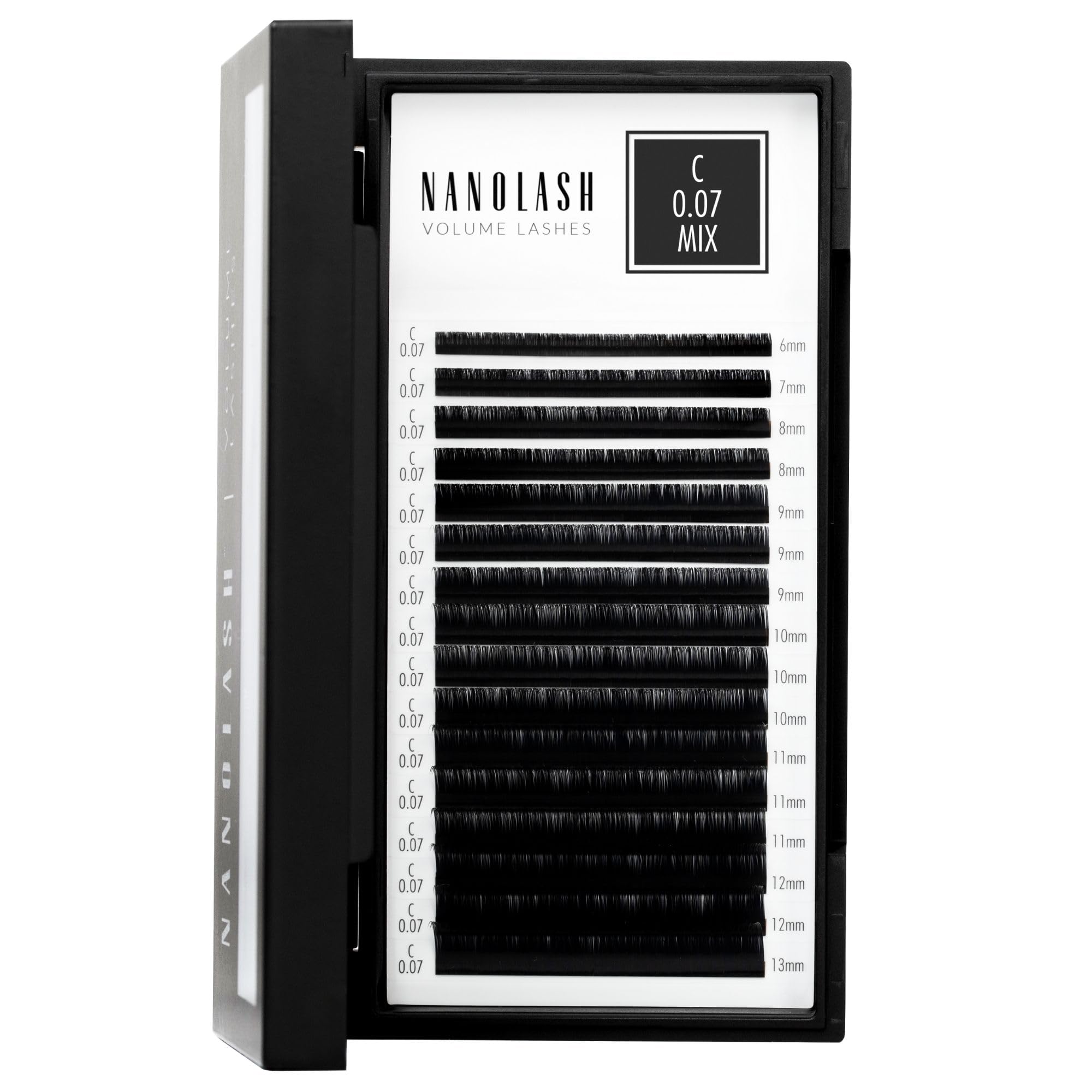 Nanolash Volume Lashes - false lashes for professional eyelash extensions, volume eyelash extensions (0.07 C, MIX 6-13mm)