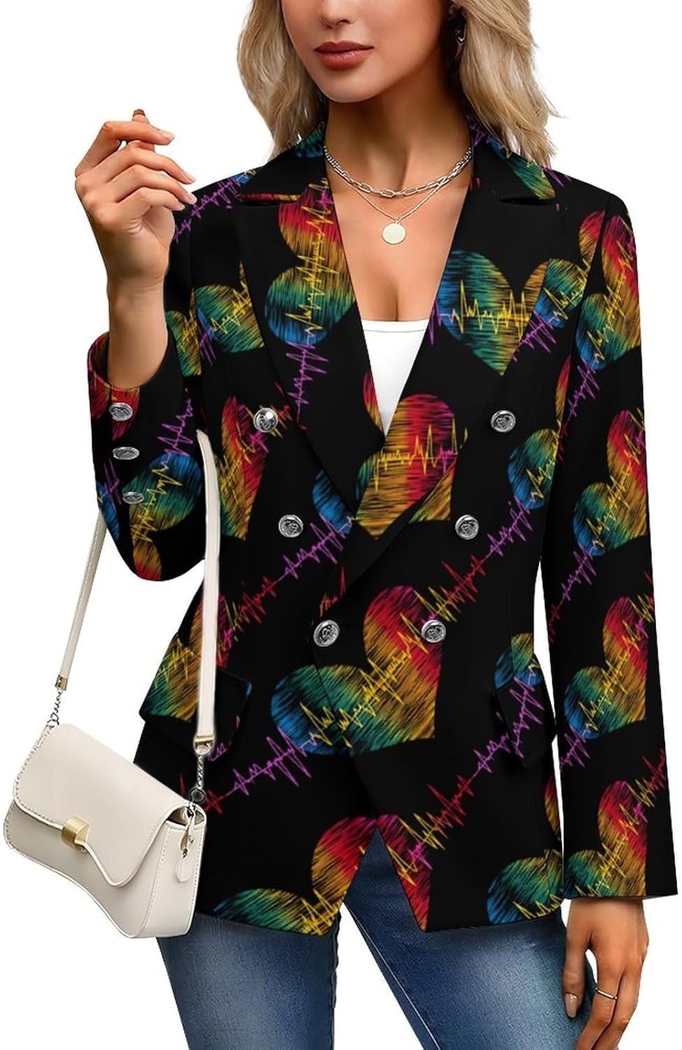 LGBT Heartbeat Lesbian Gays Love Women's Blazer Long Sleeve Suits Business Casual Blazers Jackets Lapel Open Front Suit