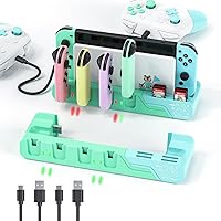 Vista 1 de Switch Controller Charging Dock - Animal Crossing & Switch OLED Model Joycons, Charges up to 6 Joycons with Game Card Storage Stand