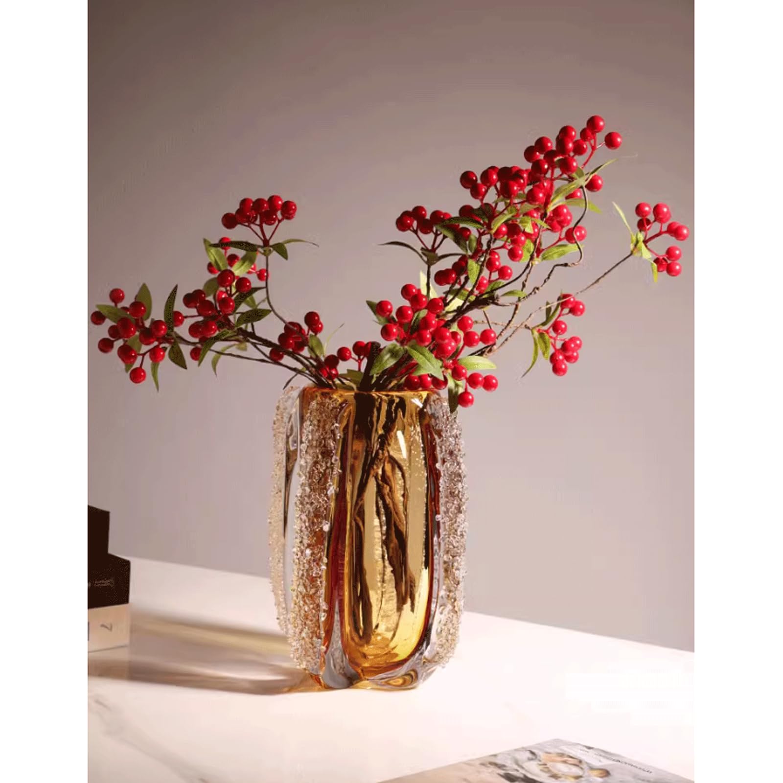 Glazen ambervaas moderne minimalistische kristallen vaas decoratieve bloemenvaas voor housewarming verjaardag bruiloft middelpunt thuis kamer decor