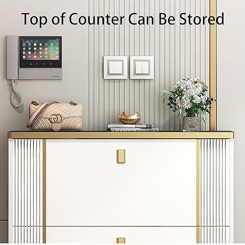 Miniatura 8 de CIRONI Zapatero organizador independiente con 3 cajones abatibles y cajón superior, moderno almacenamiento de zapatos delgado y estrecho con patas