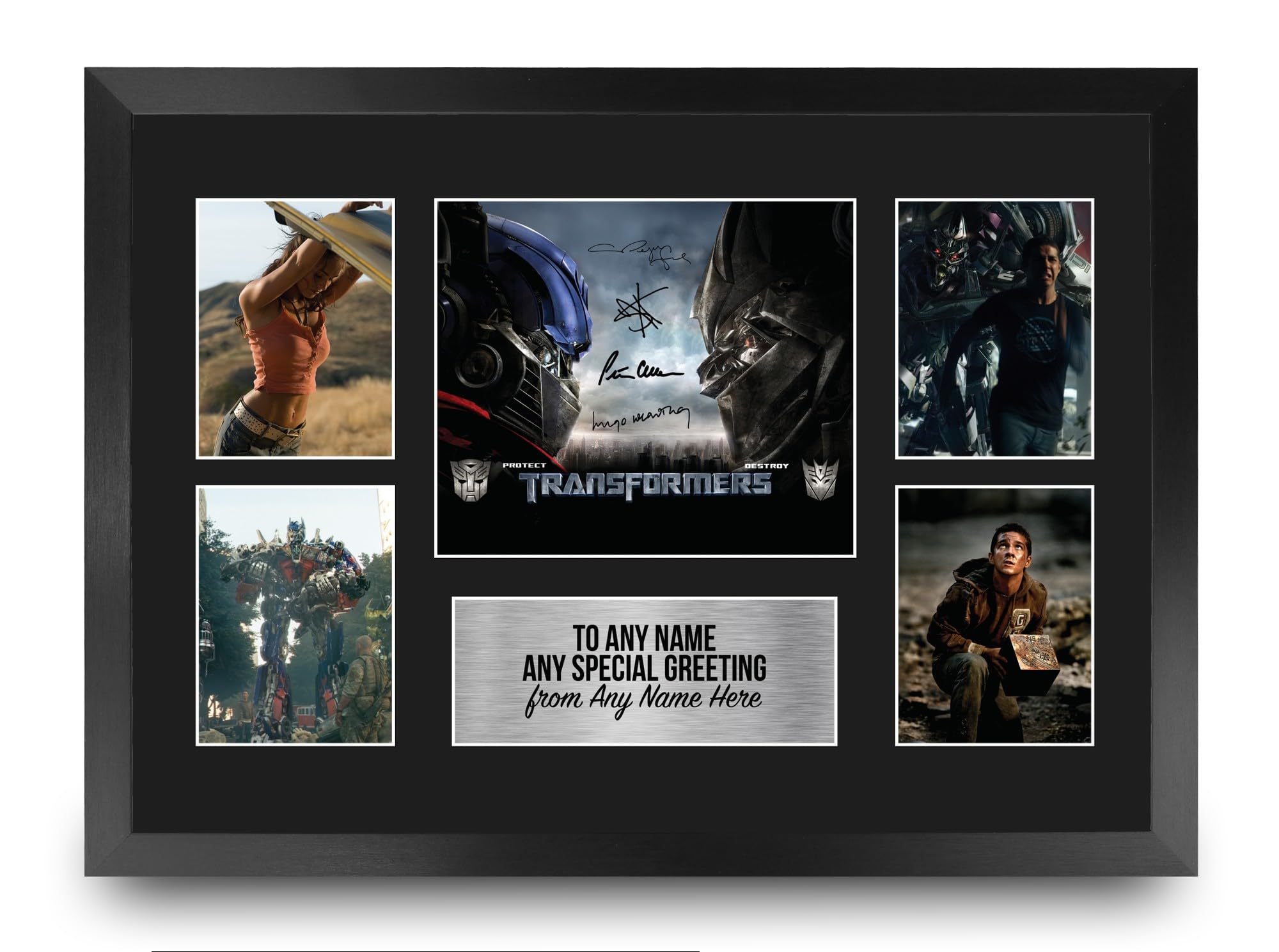 HWC Trading Transformers 1 Personalised Gift - Signed Autograph Picture, Framed A3 Film Photo Display with Custom Name Message for Birthday Christmas Wedding