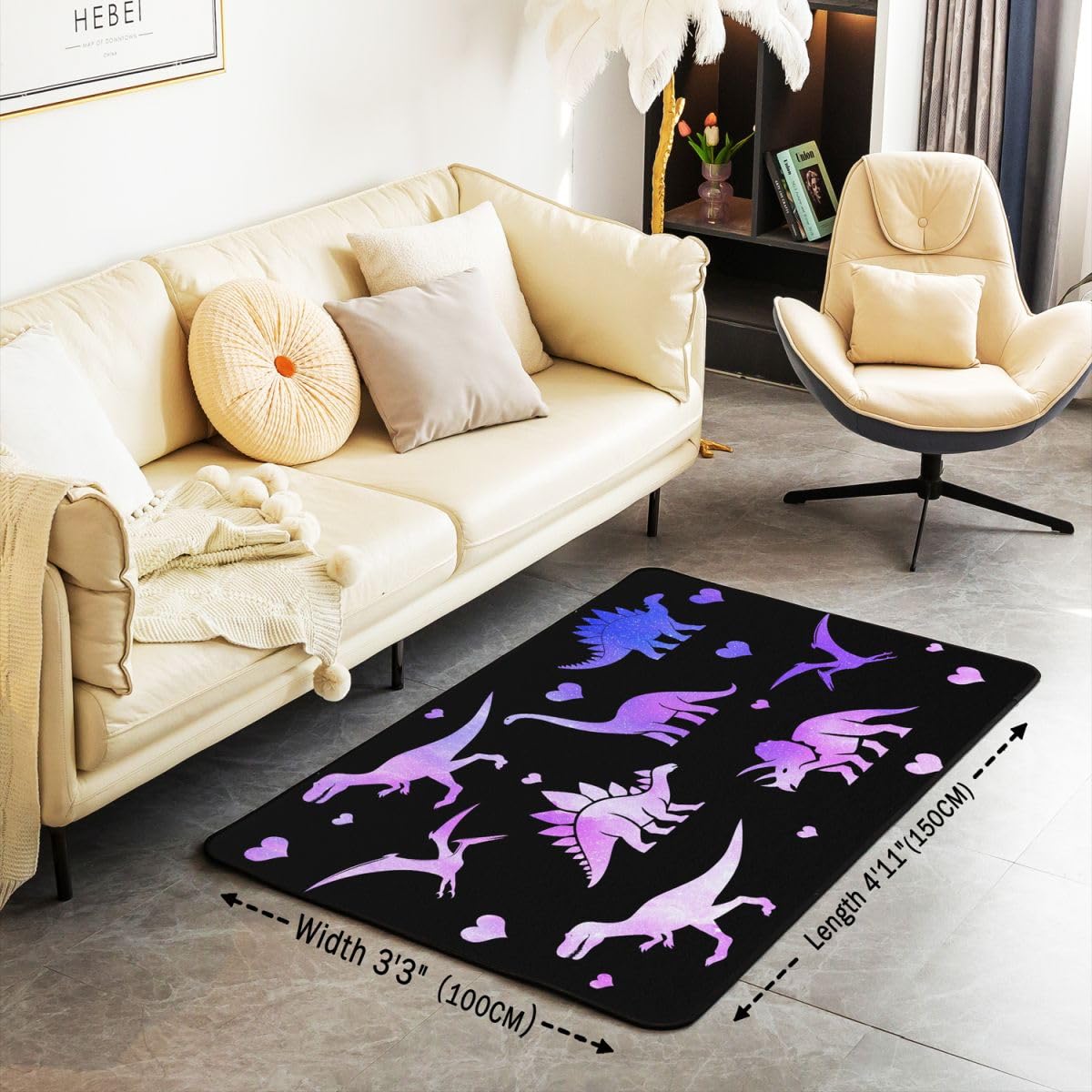 Homewish Lila Dinosaurier 100x150 Teppiche Wohnzimmer