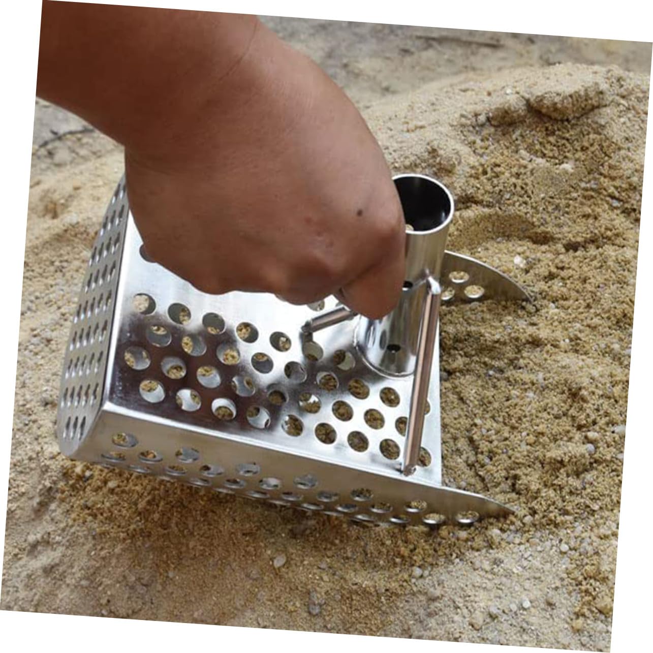 ibasenice Pala Detectora de Metales Diseño Robusto de Acero Inoxidable Ligera y Resistente Adecuado para Tamizar Arena y Buscar Tesoros para Playa