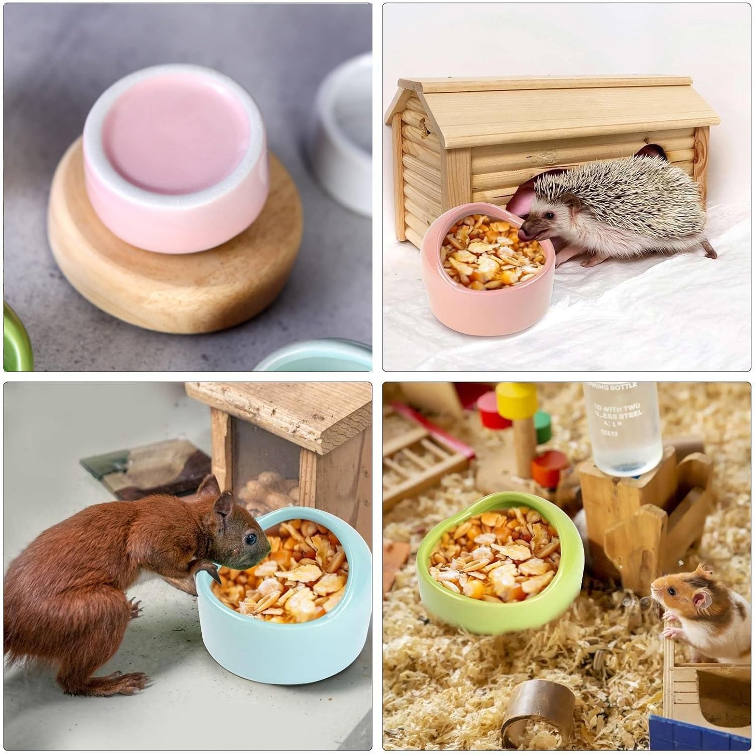 LATRAT Ensemble de 3 bols en céramique pour hamster, bols pour hamster et petits animaux, accessoires de nourriture pour