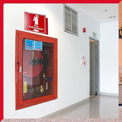 Miniatura 6 de Soaoo 4 juegos de letreros de proyección de extintor de incendios 3D, ángulo acrílico, flecha hacia abajo, letrero de extintor de incendios con