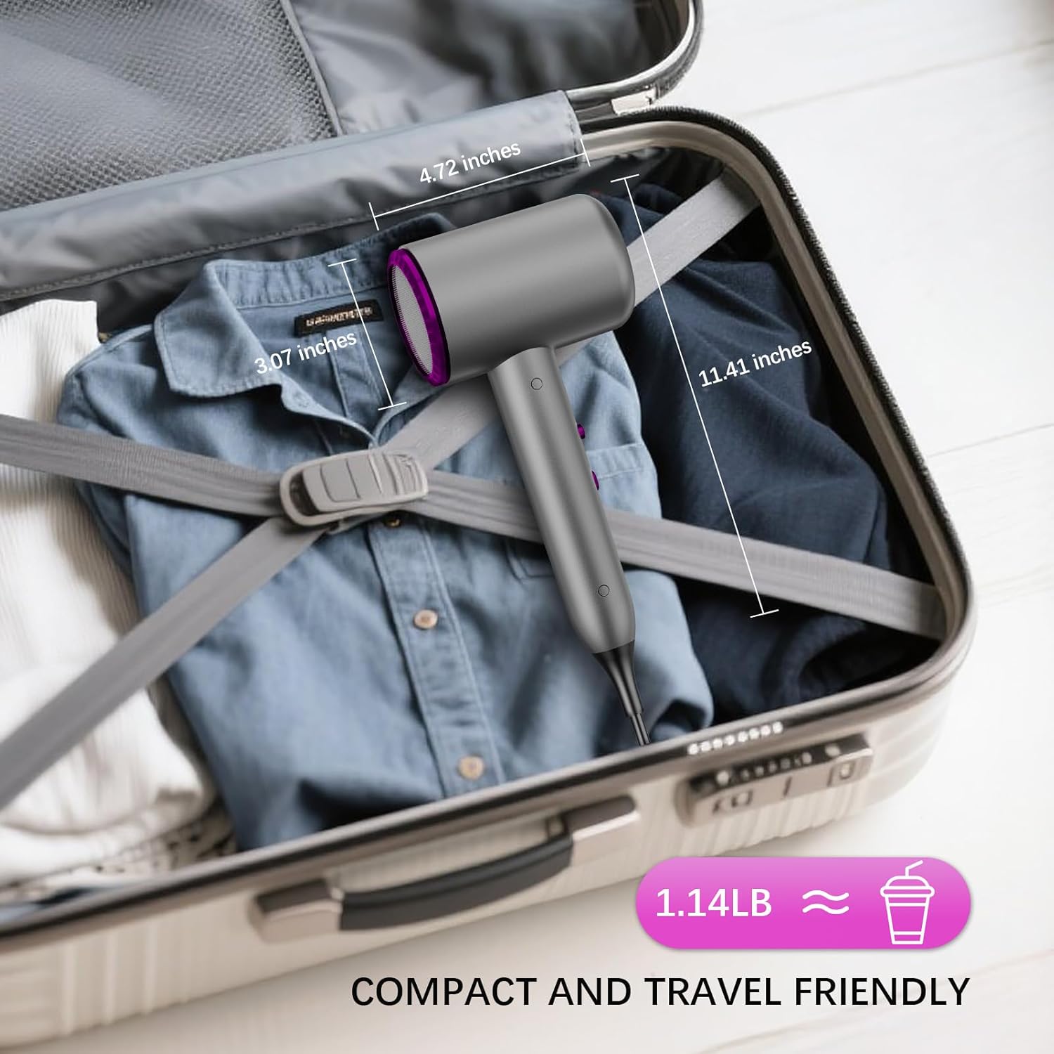 Professional Ionic Hair Dryer, 1875W Fast Drying Blow Dryer with Concentrator, Negative Ion Technology, Intelligent Constant Temperature, 2 Heat & 3 Speed Settings, Low Noise for Home Travel Salon - Image 7