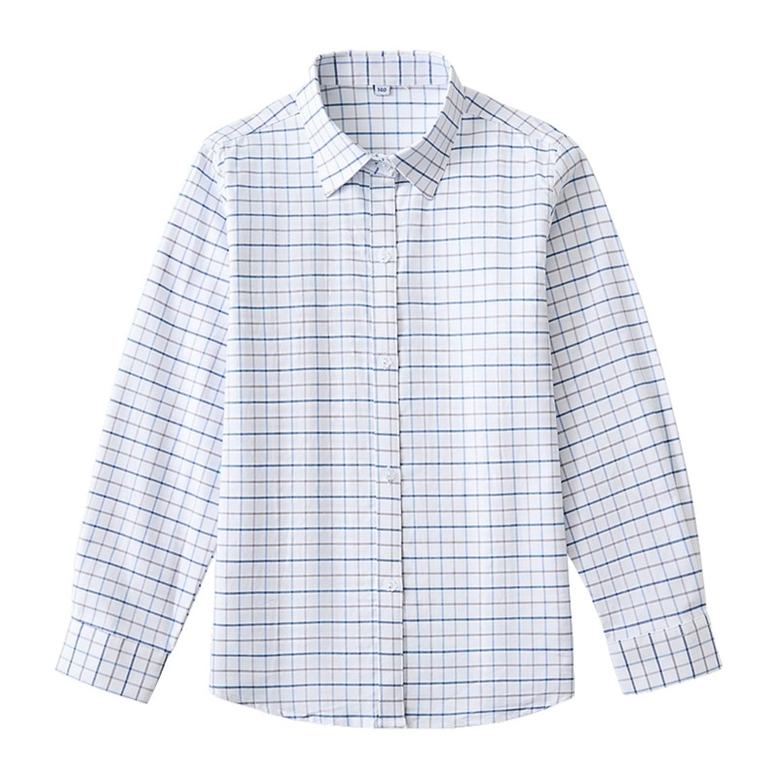 Camisa a cuadros de manga larga con botones para niñas, para la escuela, clásica, transpirable, suave, casual