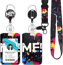 IGADITIEK ID Badge Holder with Strap, Breakaway Lanyard, Retractable Badge Reel, Removable Name Tag Clips, Neck Lanyard Strap, Teacher Office Gifts, ME