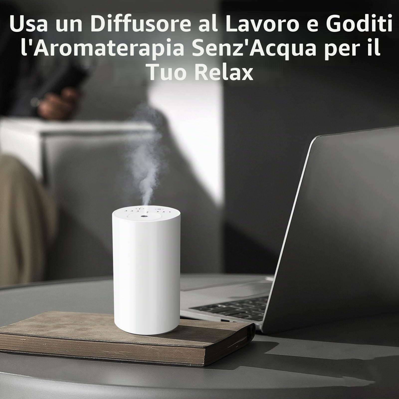 LOXIM Diffusore di aromi senza acqua, senza fili, con oli essenziali di menta piperita, fragranza per interni con batteria, 3 nebbie fredde, 3 timer 1/2/3 H, diffusore per aromaterapia, per auto