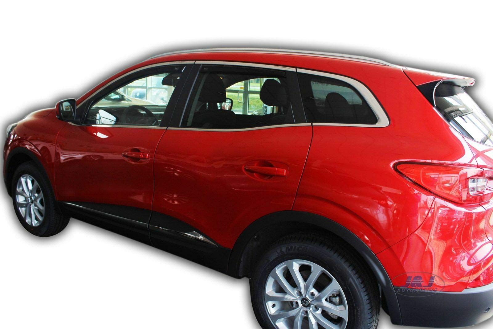 J&J AUTOMOTIVE Windabweiser passend für Renault Kadjar 5-Türer ab 2015 4tlg, Heko Regenabweiser Vorne Hinten Getönt Dunkel Passform