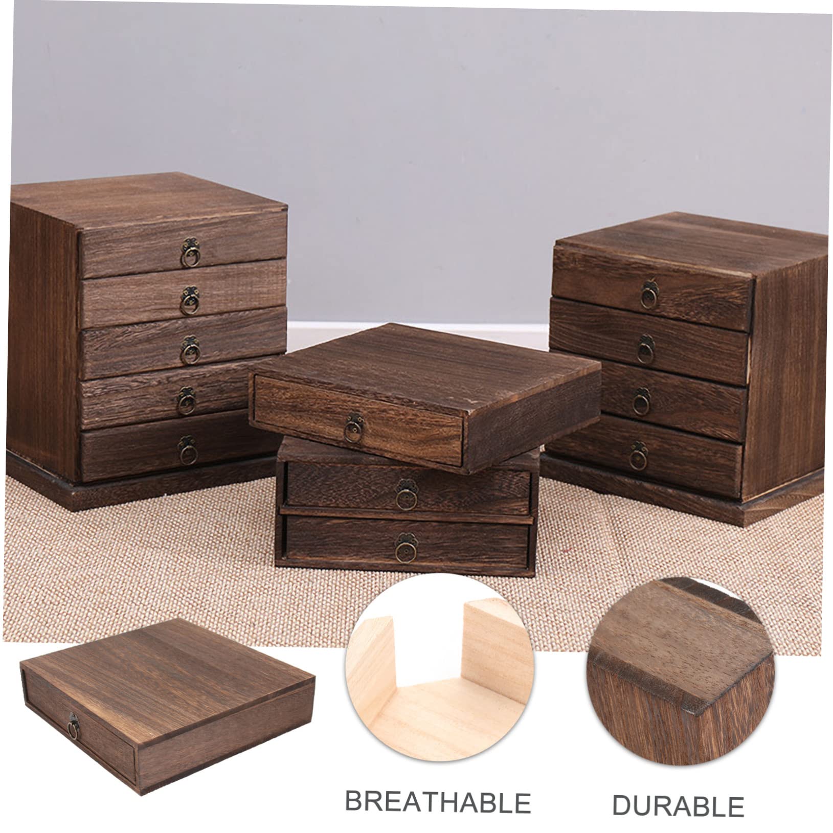 Zerodeko Caja de Té de Madera de Estilo Vintage Cajón, Marrón