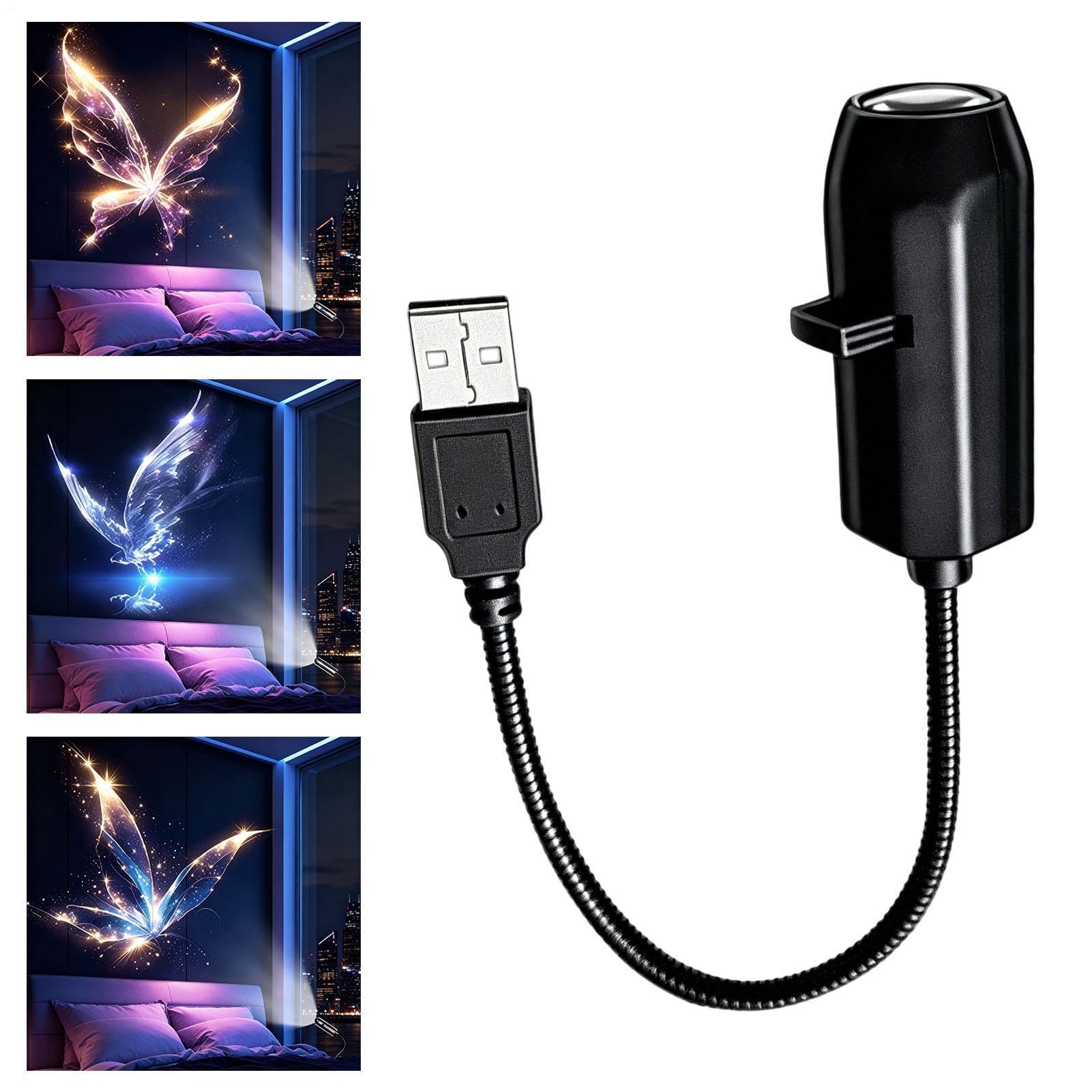 Mini Projector Night Lamp,Portable USB with 3 Projection Films - USB Mini Projector Light - for Bedroom Car Dormitory Meditation Space Relaxing Sleeping Ambient Lighting
