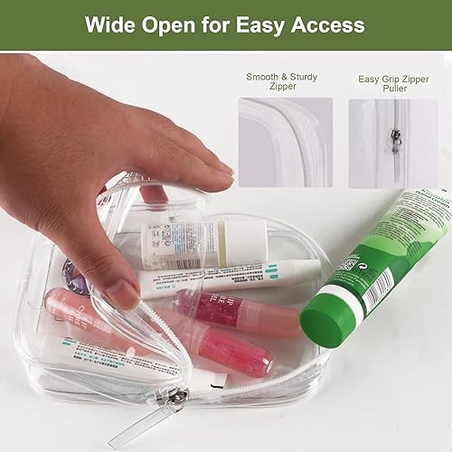 Miniatura 3 de Bolsa de viaje de 3 cubos de embalaje tamaño cuarto de galón, aprobada por la Tsa, bolsa de aseo transparente, pequeña, europea, internacional,