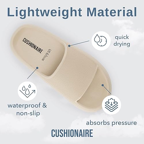 Miniatura 6 de CUSHIONAIRE Sandalias Feather de EVA para Mujeres Cómodas Pantuflas Deslizables para Mujeres, Zapatos de Ducha para Interiores y Exteriores,