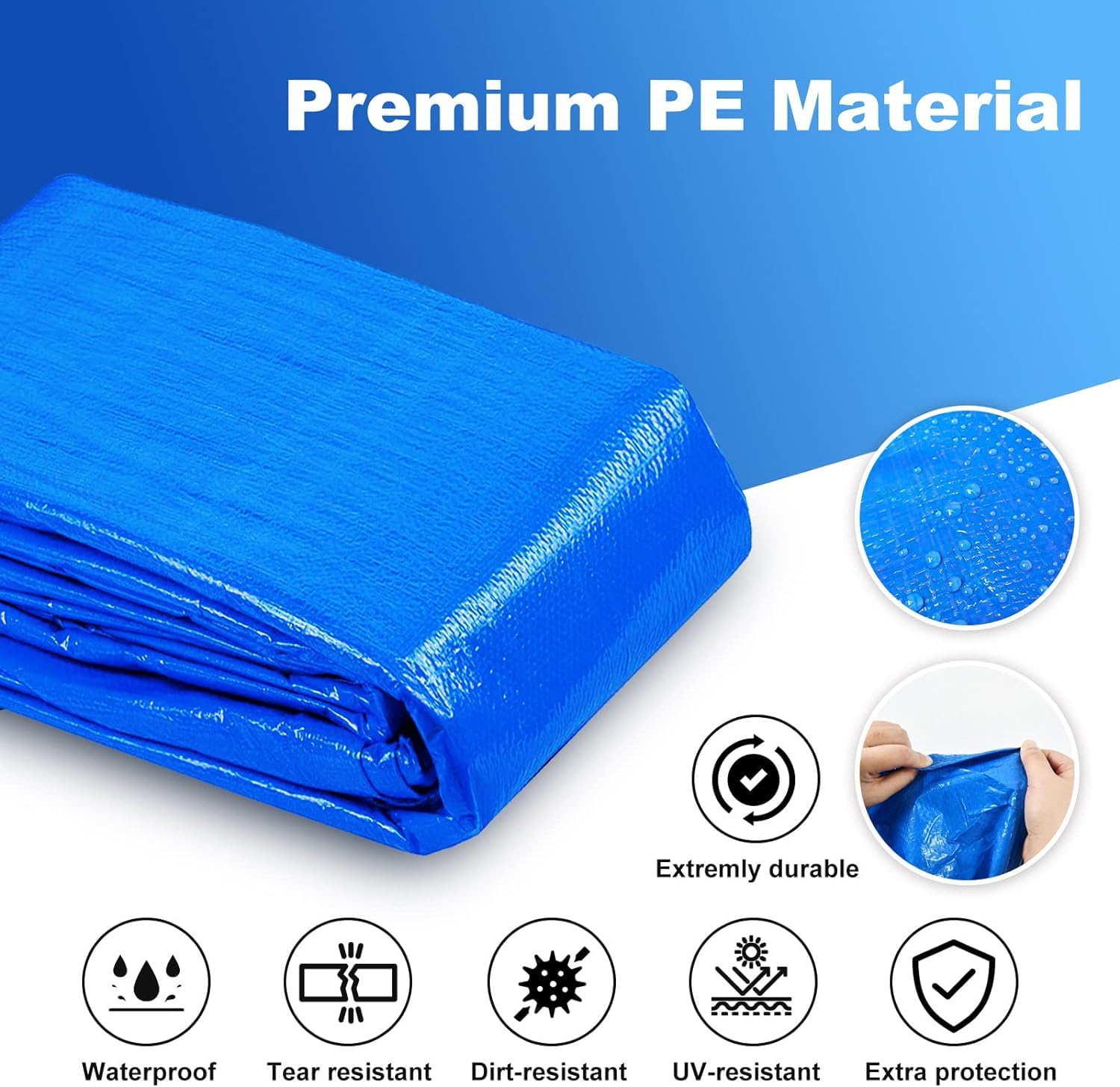 Cubierta de Piscina de Redonda, Funda para Piscina Redonda, Cobertor para Piscinas Desmontables, Cobertor Piscina ø 220 cm, para Piscina diámetro 183 cm, Anti-UV a Prueba de Viento Prueba de Agua