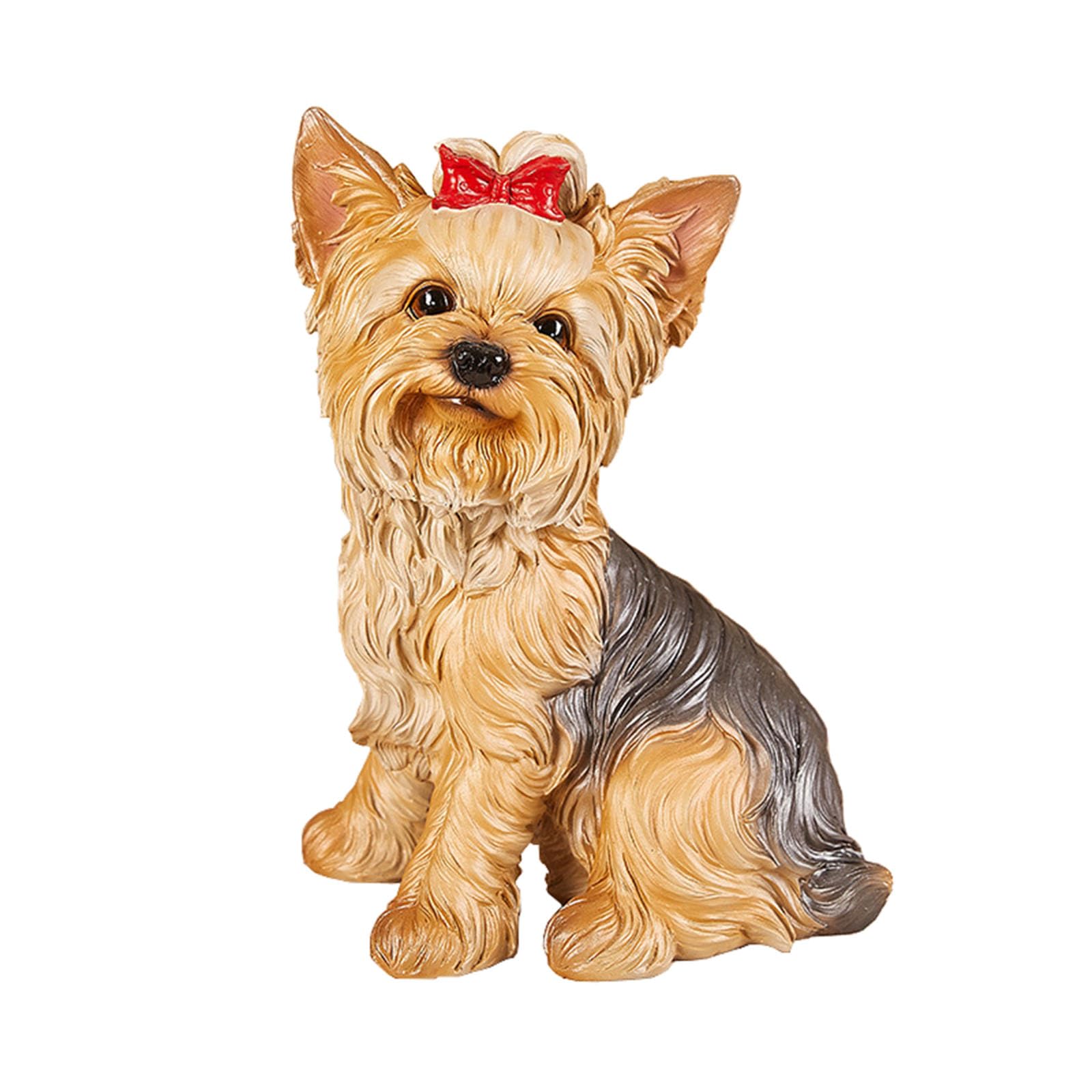 WANLIAN Figura de jardín de Resina Multicolor Pintada a Mano – Figura Decorativa de Yorkshire Terrier Decorativa para jardín, Figuras de jardín Grandes,Estatua para Exterior