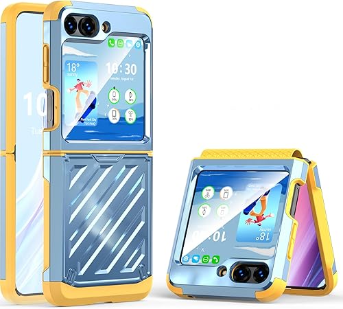 Compatbile - Funda con Z Flip 5 con protección de bisagra, Samsung Flip 5, resistente, a prueba de golpes, carcasa protectora de cuerpo completo