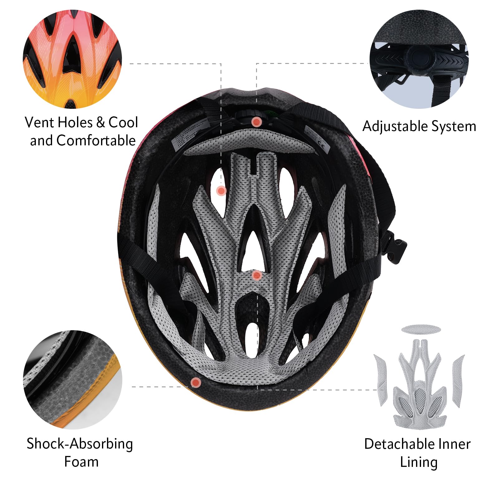 Bambini Casco da Bici Regolabile per 3-8 Anni - Circonferenza Testa 50-56 cm - Certificato CE per Bicicletta, BMX, Cycling, Skateboard - Ragazzi e Donna