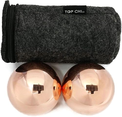 Top Chi Bolas Baoding de cobre sólido con bolsa de transporte para terapia de manos, ejercicio y alivio del estrés (grande de 2 pulgadas)