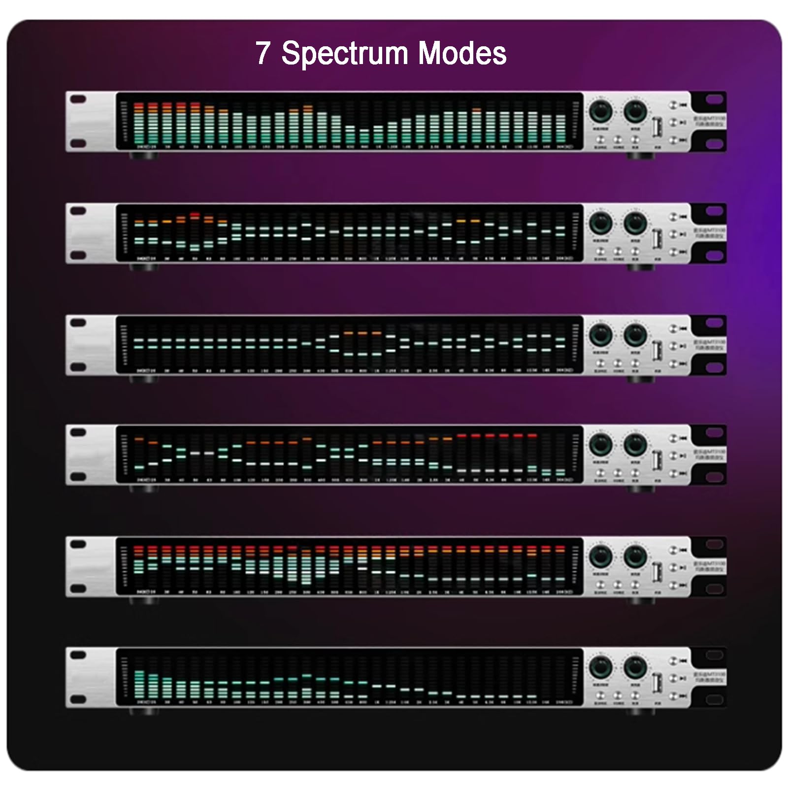Ecualizador Gráfico De 31 Bandas, Analizador De Espectro De Audio, Visualización De Nivel De Frecuencia En Tiempo Real, Brillo De Pantalla Ajustable, con 5 Modos Preestablecidos