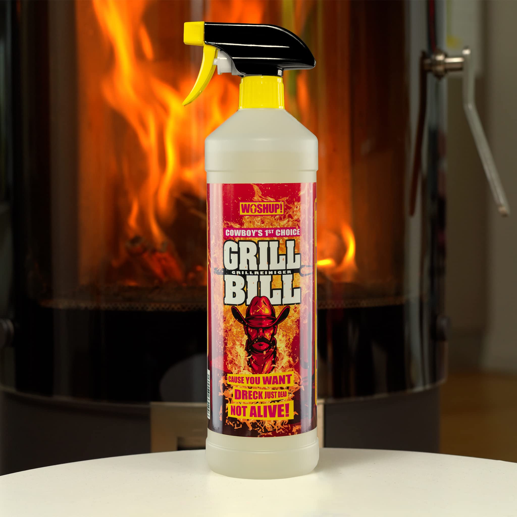 Grill Bill Grillreiniger in Industriequalität 1000 ml für Gasgrill und Holzkohlegrill, Smoker und Backofen - Entfernt Eingebranntes Ruß Schmutz und Fett (2x1 Liter)