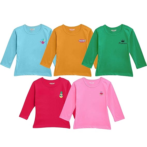 Kuchipoo Girls Cotton T-Shirt - Combo of 5 (KUC-TSHRT-139)