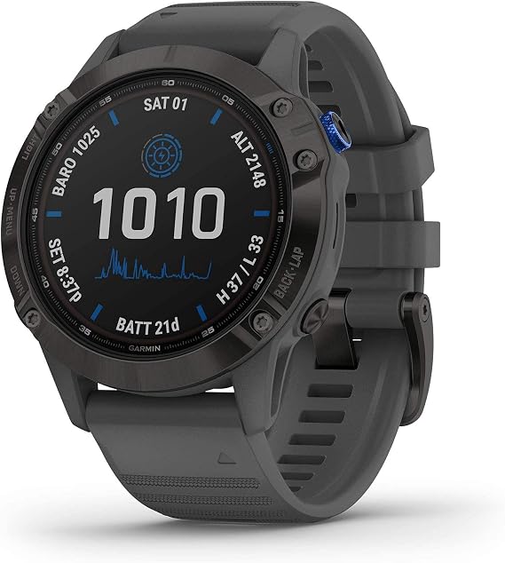 garmin fenix 6 pro solar gps1 4 inches solar powered multisport advanced training features and data black with slate gray band renewed