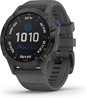 Garmin Fenix 6 Pro Solar (GPS,1.4 inches) Solar-Powered Multisport, Advanced Training Features and Data, Black with Slate Gray Band (Renewed)