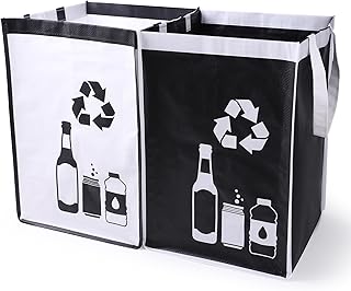 Recycle Waste Bag for Kitchen Home- Indoor Recycling Bins Trash Sorting Organizer, Reusable and Waterproof, 2 Pack