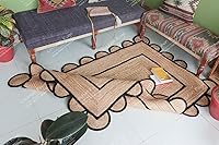 Vista 5 de Chouhan Rugs Alfombra de Área de Yute Natural Trenzada a Mano Runner Negro con Escalopes