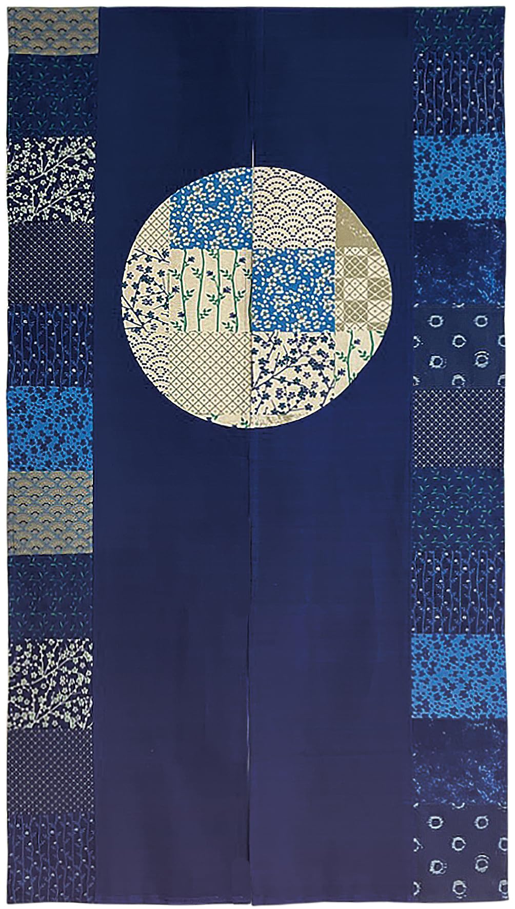 Sunnyday Fabric Dark Navy Doorway Curtain (W33.5'xh59') Japandi Akari Tapestry Noren Room Divider (Dark Navy)