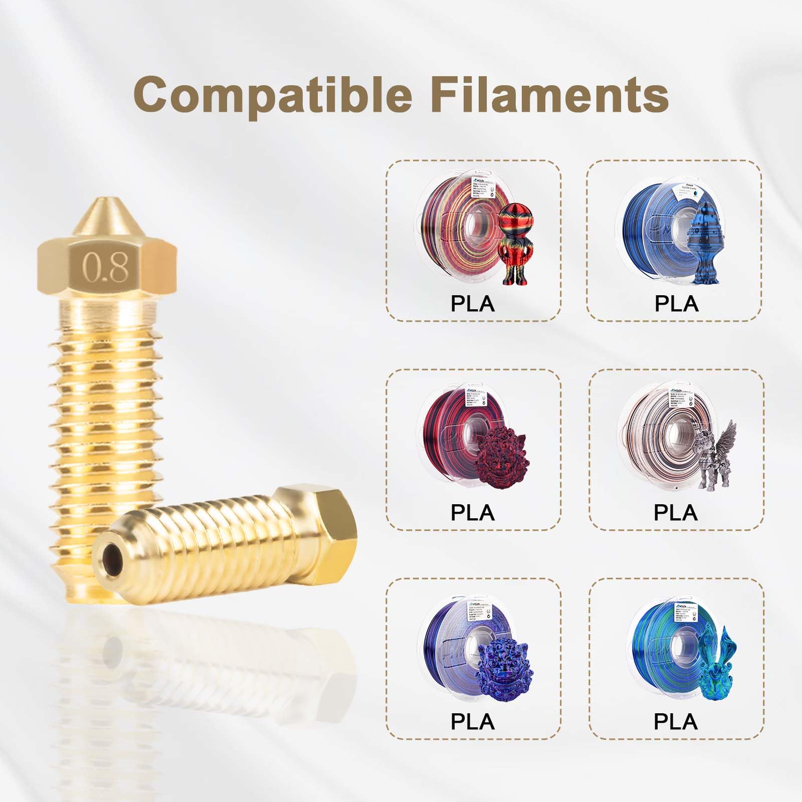 10 Ugelli In Ottone 0.8mm Per Stampante 3D Anycubic Kobra - Per PLA, ABS, PETG, FDM - Foto 10