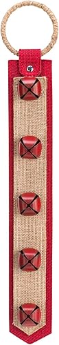 DEMDACO Festive Red Brown Sleigh Jingle Campanas 2.5 x 16 Metal decorativo puerta suspensión accesorio