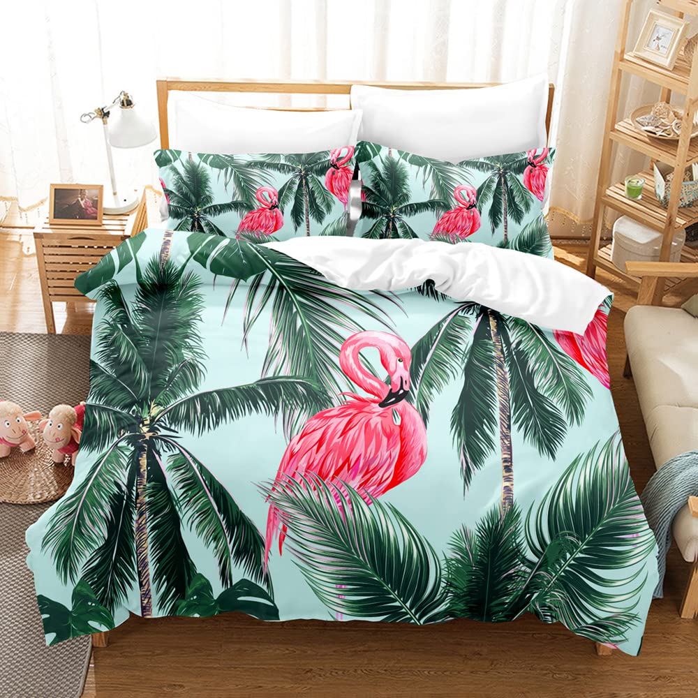 Housse de couette flamant rose microfibre pour lit enfant doux et facile à laver