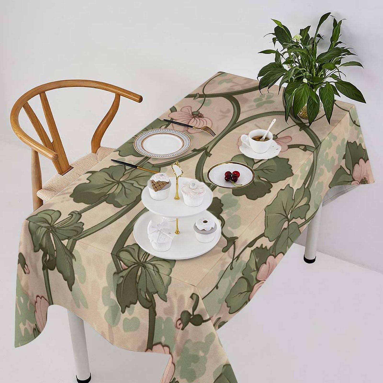 Nappe lavable rectangulaire imprimée fleurs pour une décoration de cuisine sans tache