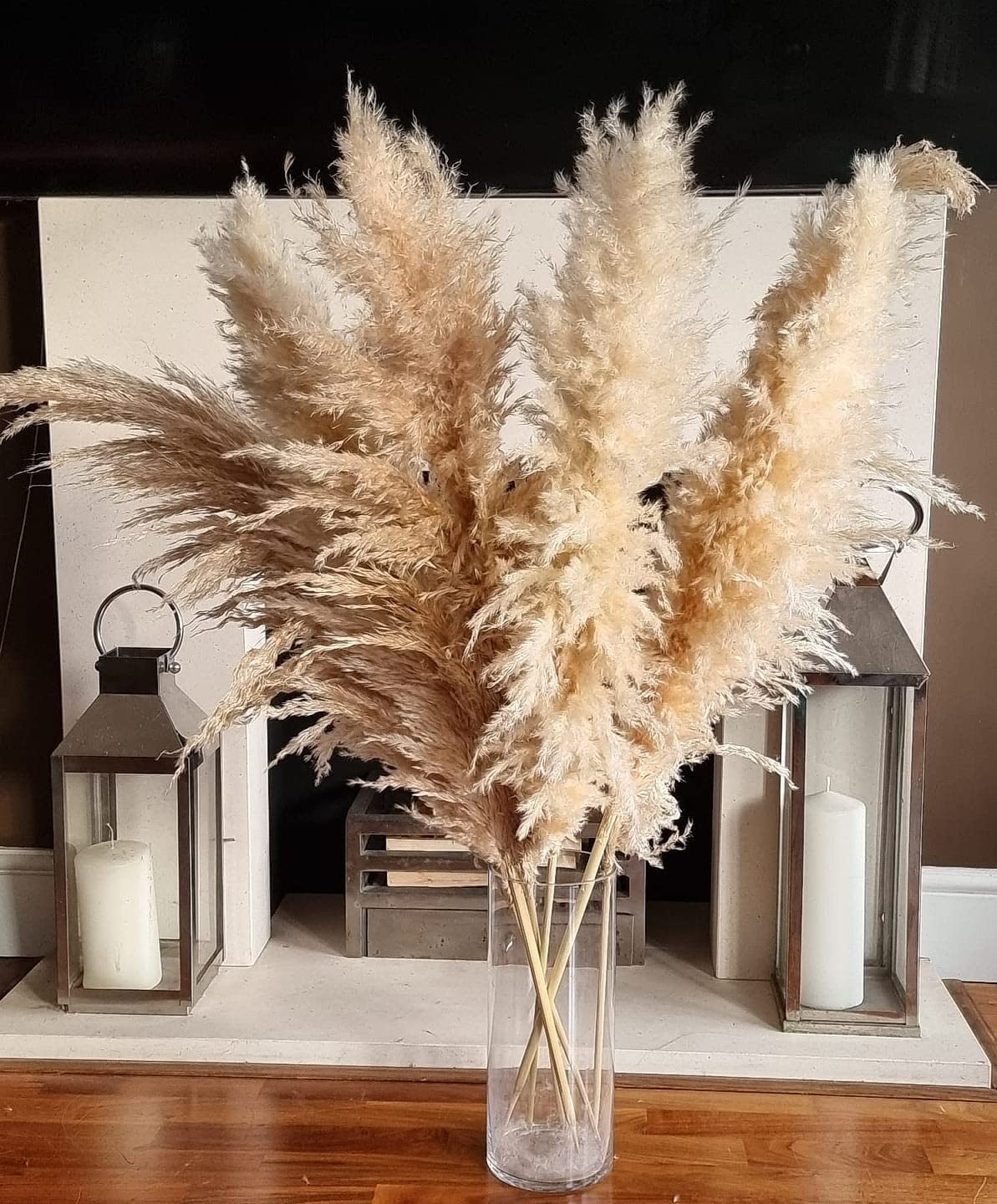 LOVE PRODUCTS - Natural Pampas Grass –Dried Flowers for Home Decor –3 Stems Large Cream – Aesthetic Boho Hand Picked 70-80 cm Fluffy Flower 120 Tall (1 stem=1 stick), (RXZER345)