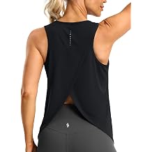 SANTINY Workout Tops for Women Open Back Sleeveless Racerback Tank Tops Loose Fit Athletic Gym Yoga Shirts