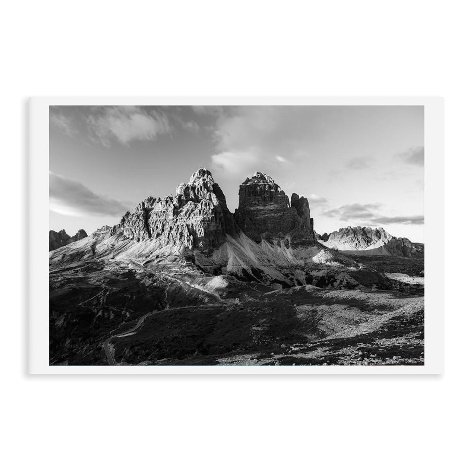 HEYANM Tre Cime Di Lavaredo Print Italian Alps Black And White Landscape Canvas Poster Wall Art Paintings for Living Room Bedroom Decoration Unframe 20x30inch