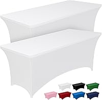 Vista 20 de Pureegg - Juego de 2 manteles de elastano ajustables de 1,2 m para mesas rectangulares, mantel elástico y sin arrugas para mesa de masajes, fiestas