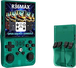 R36MAX 携帯ゲーム機 ポータブルゲーム機 4インチ720×720 IPS HD ハンドヘルドゲームコンソール エミュレーターゲーム機本体 30+レトロゲーム内蔵 RK3326搭載 4000mAh バックキー付 二人プレイ対応 (フロストグリーン, 64G)