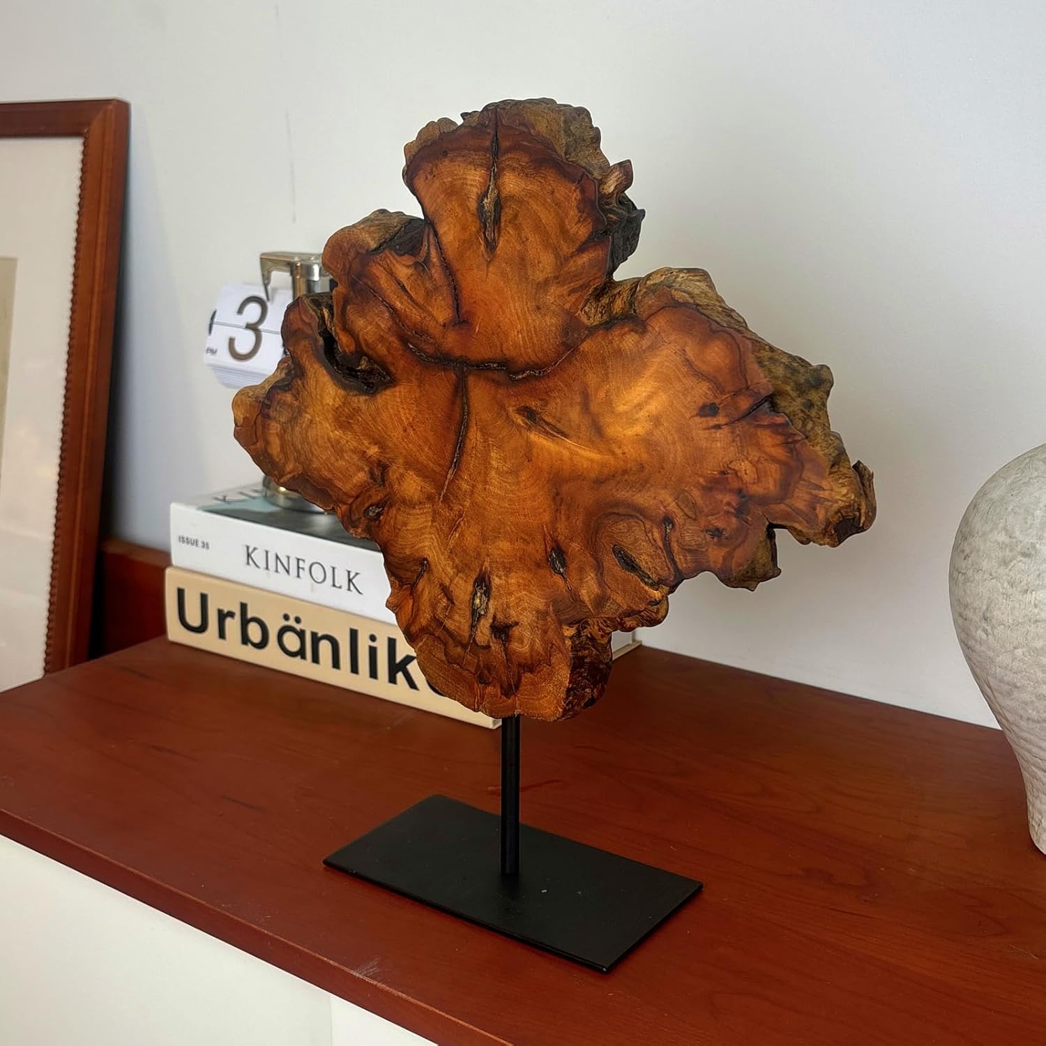 Natural Live Edge Wood Sculptures Home Decor, Irregular Abstract Jujube Tree Root Wooden Statues for Table Top Decor, Decorative Root Carving Ornament (Large)