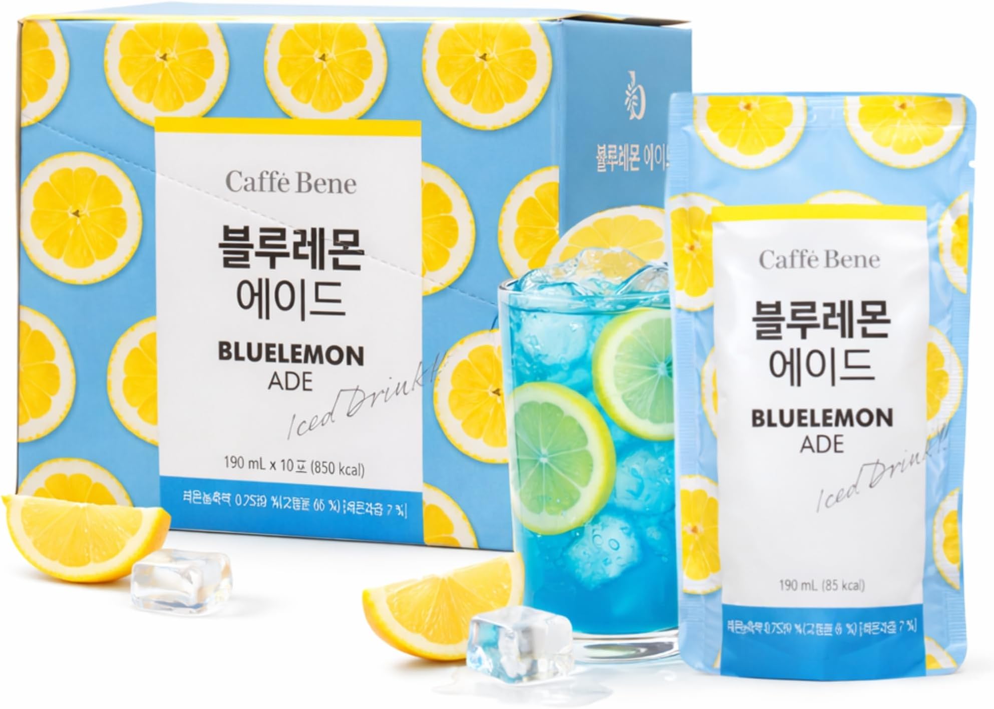 Blue Lemonade Ade 190ml x 10 Pouches – Ready to Drink Blue Lemonade Ade, Korean Style Ade Beverage Multipack