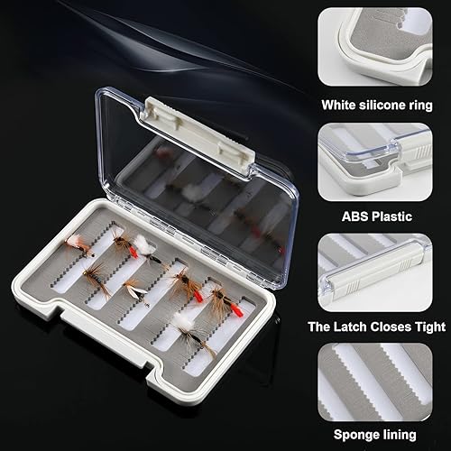 Miniatura 3 de Goture Caja de pesca con mosca de una cara impermeable para aparejos de almacenamiento de moscas (inserto de esponja-5.51 x 3.82 x 0.67 pulgadas)