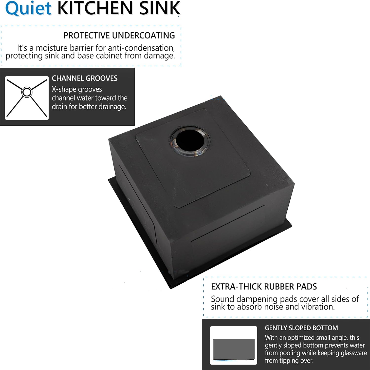 Doirteal 19-Inch Undermount Kitchen Sink - 16 Gauge Gunmetal Black T304 Stainless Steel - Deep 10" Single Bowl Bar Prep Sink with Roll-up Drying Rack & Bottom Grid - Fits 24-Inch Minimum Cabinet